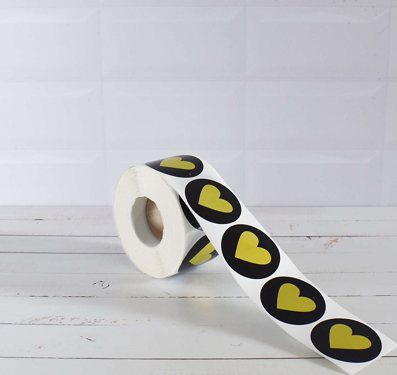 Stickers "Heart" 50 mm Round Gold on Black Online Store Core Pack