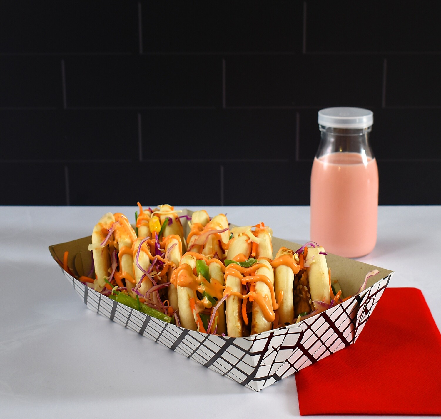 Burger & Chips Box Food Truck Tray Black Check Online Store Core Pack