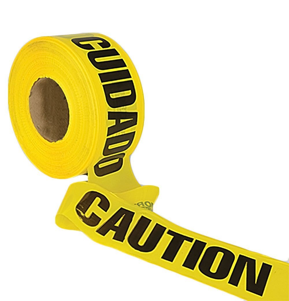 Yellow Caution Cuidado Barricade Tape, 3 Inch By 1000 Feet, Case Of 10