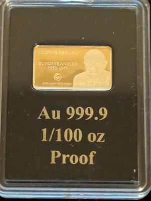 1/100 Oz Goldbarren Kanzler Und Präsidenten Deutschland Ludwig Erhard Zertifikat