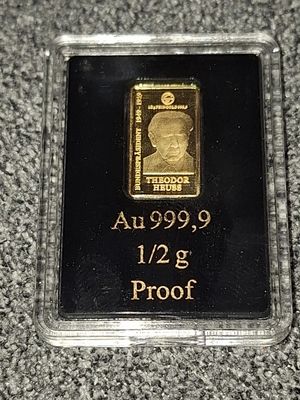 0,5 Gramm Goldbarren, Die Bundestaspräsidenten, Theodor Heuss, Mit Zertifikat