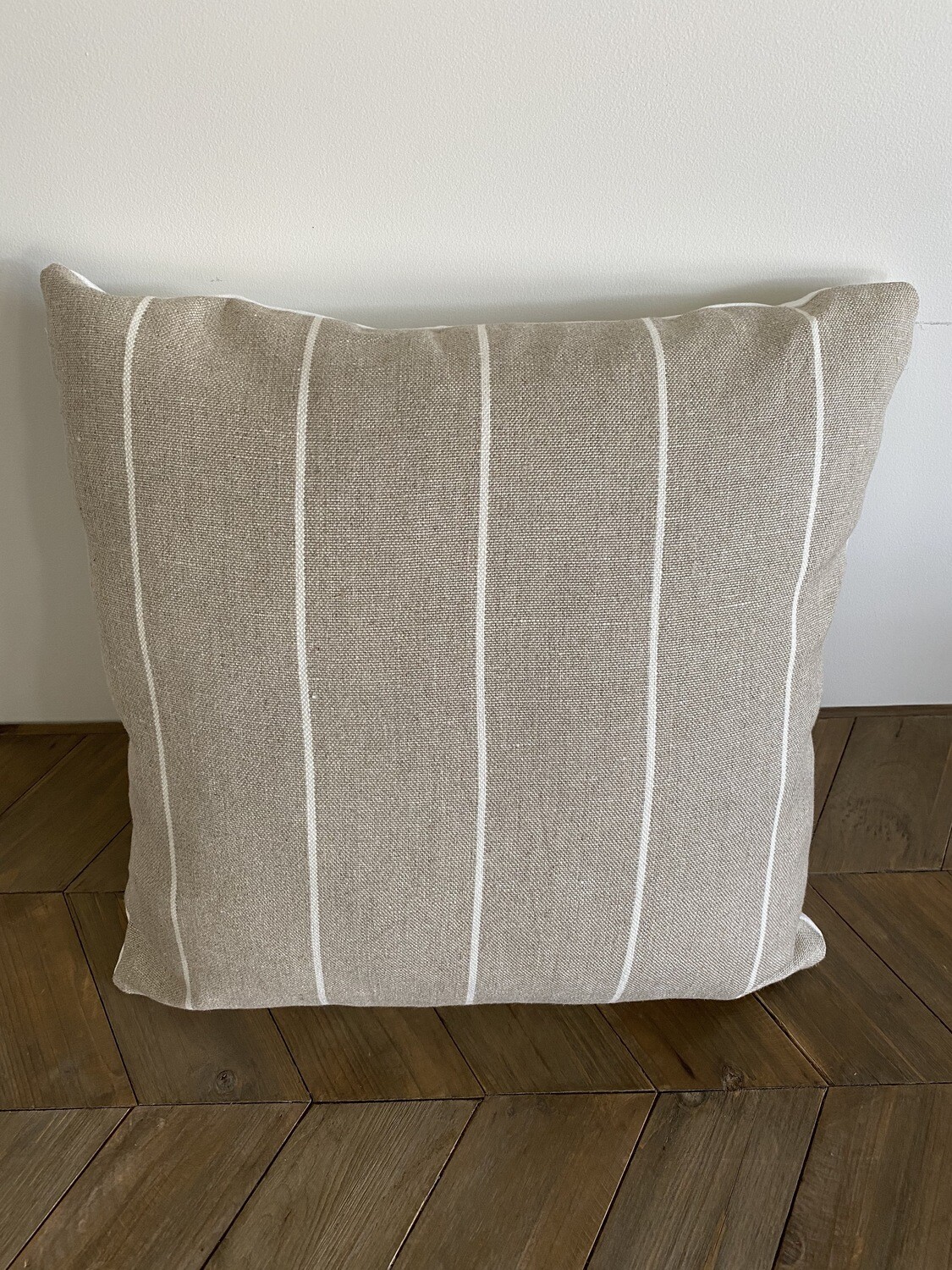 Linen cushion with white stripe and backing Shop T&G Living