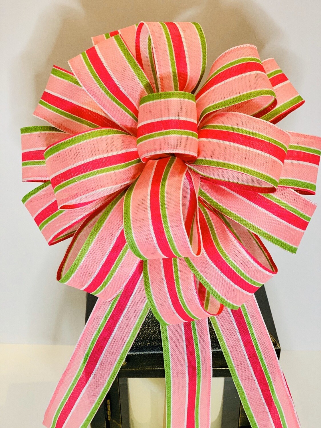 Pink Green Ribbon, Wreath Bows, AKA Decor, Pink Green Room Decor, A