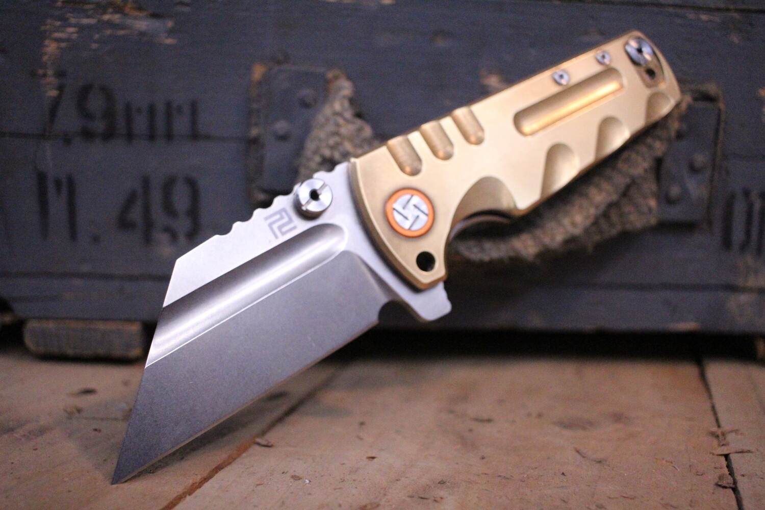 Artisan Cutlery Proponent 3.75" Folding Knife, Brass / Satin