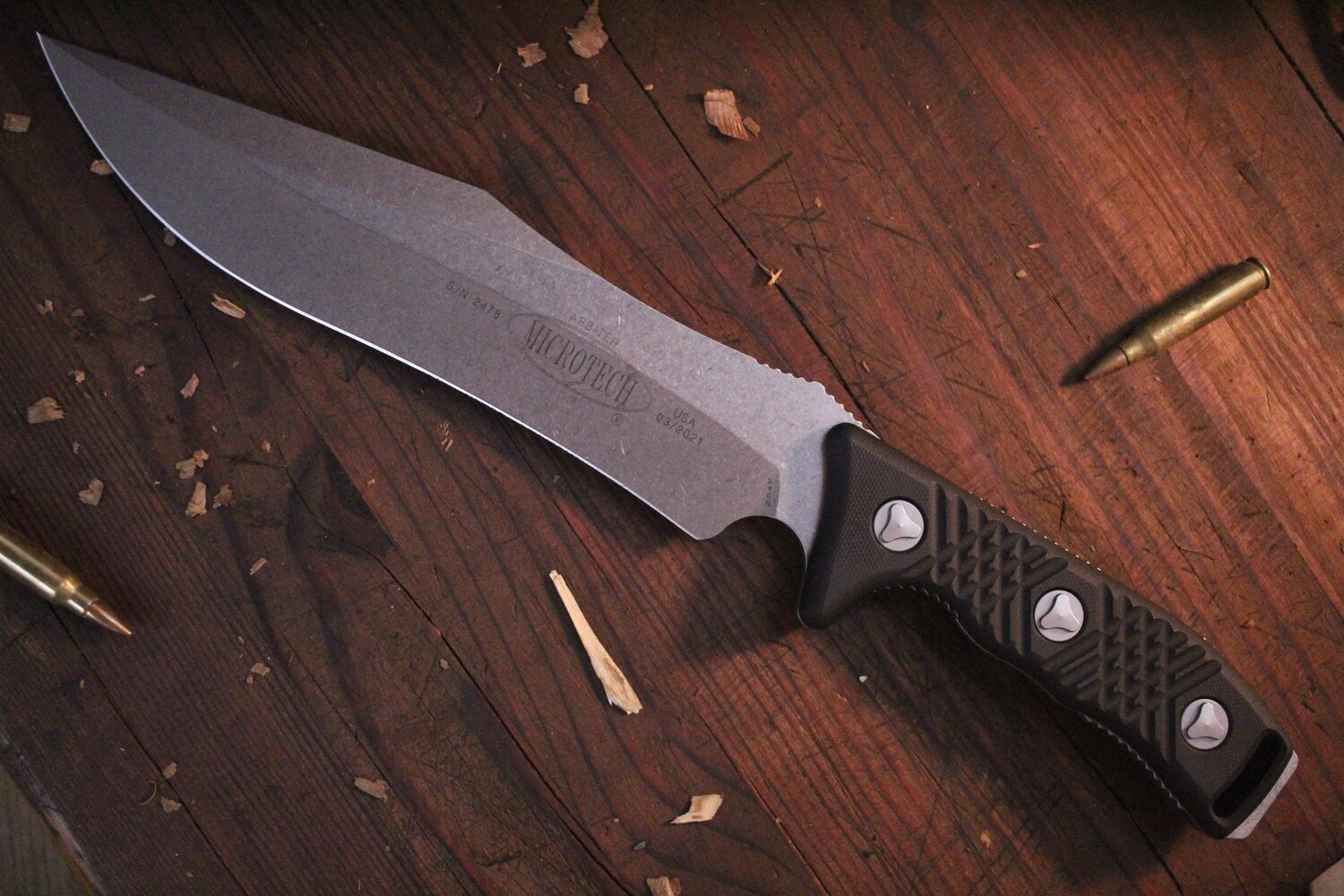 Microtech Arbiter 8.75" Fixed Blade Knife / Black G10 / Stonewashed