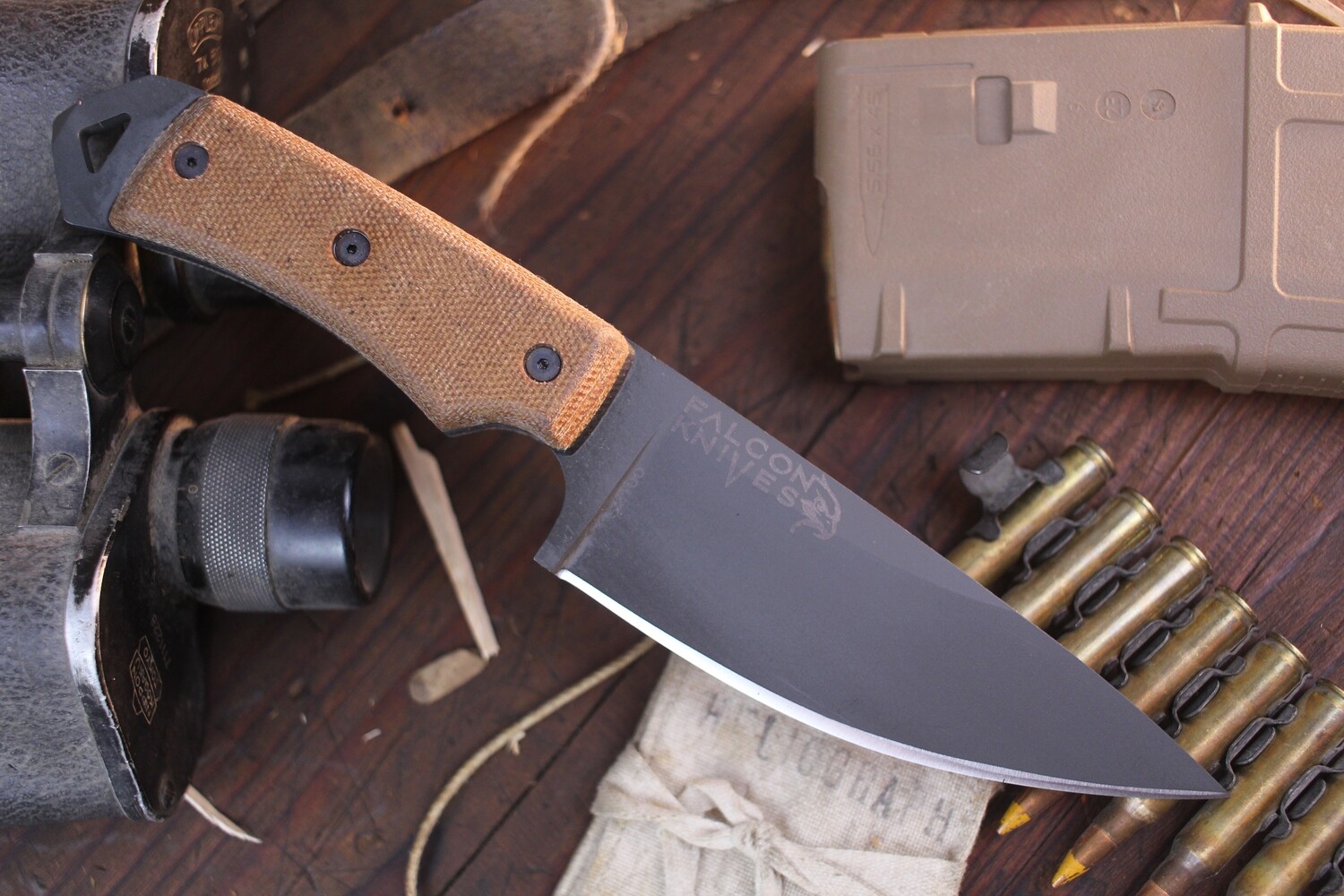 Falcon Knives Jump Master 4.5” Fixed Blade Combat Knife / Natural