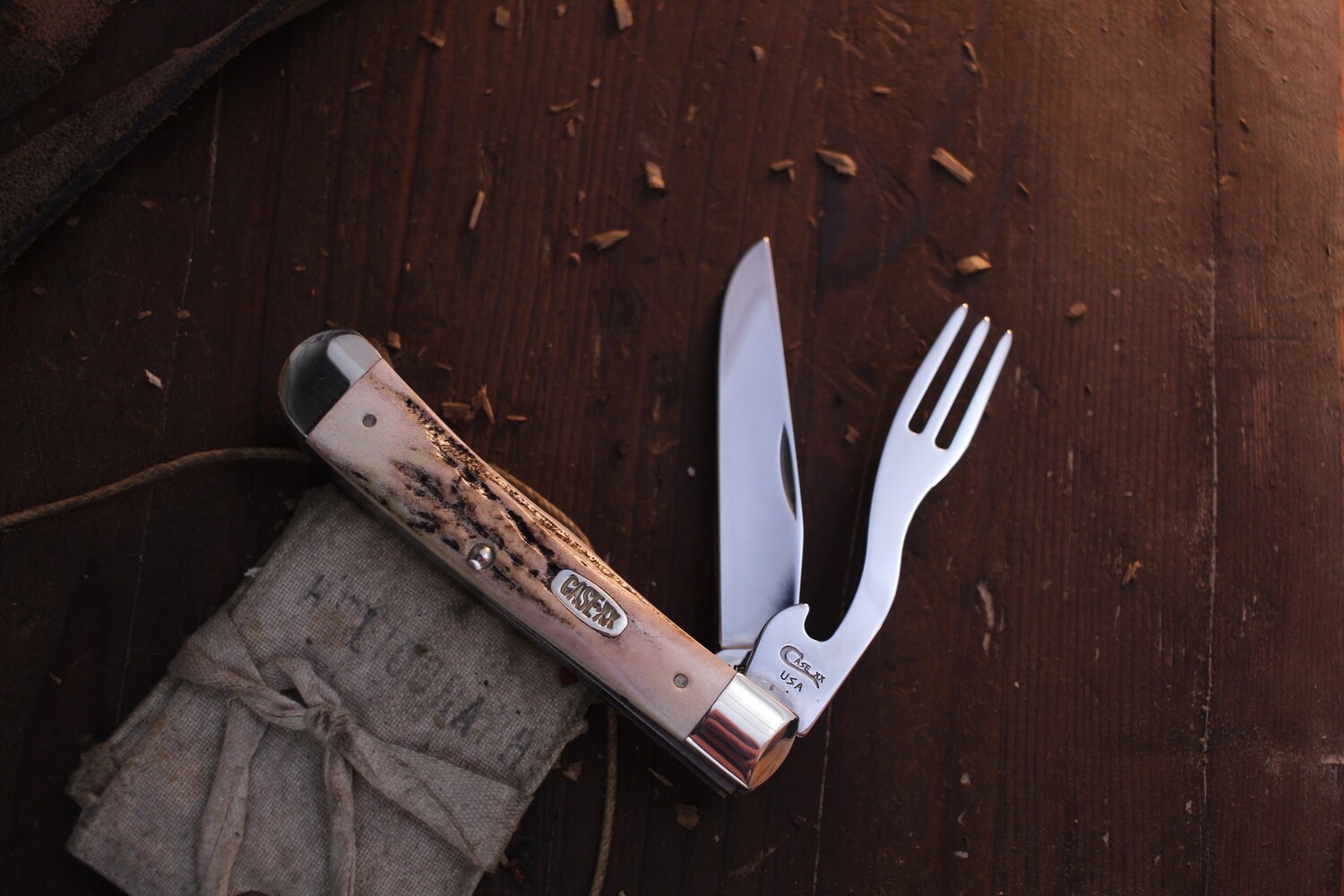 Case XX Hobo 3.25" Folding Knife / Stag & Nickel Silver / Stainless / Fork ( Pre Owned )