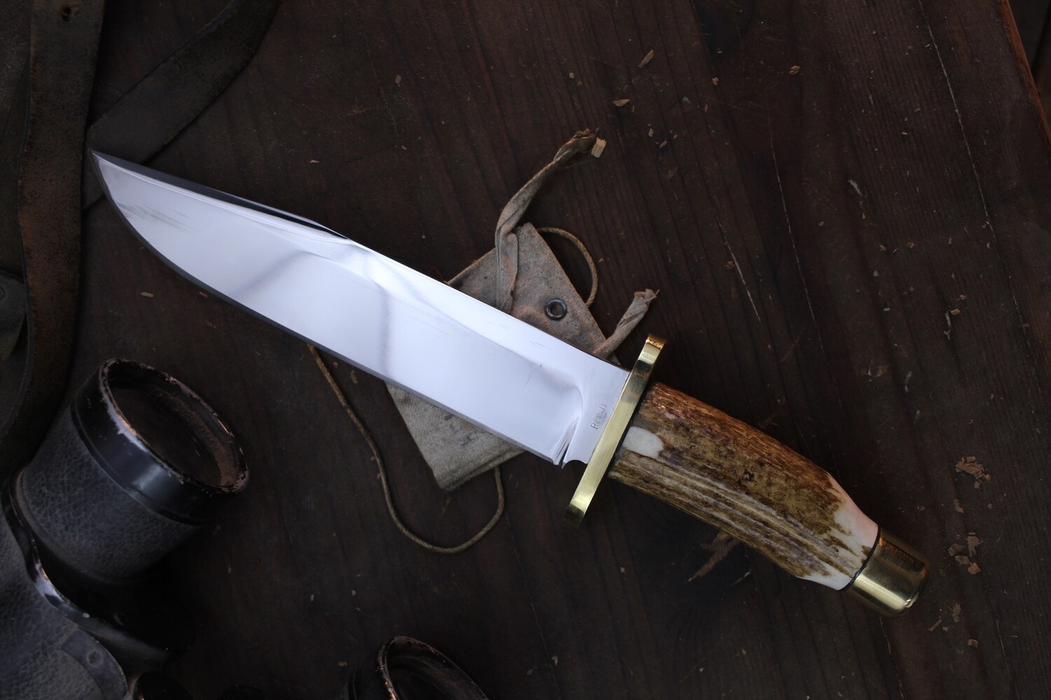 Copy of David Reed Riese Jager Messer 7.5" Fixed Bowie / Elk Antler