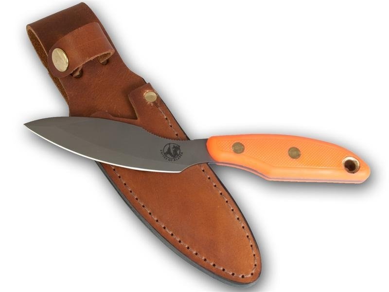Knives of Alaska Yukon 2 3.75" Fixed Blade Elliptical Hunting Knife, D2 Steel / Orange SureGrip