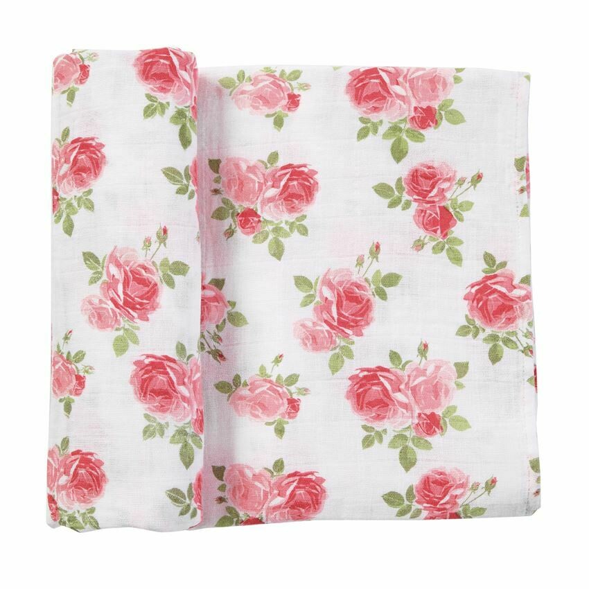 Pink Rose Garden Muslin Swaddle Blanket