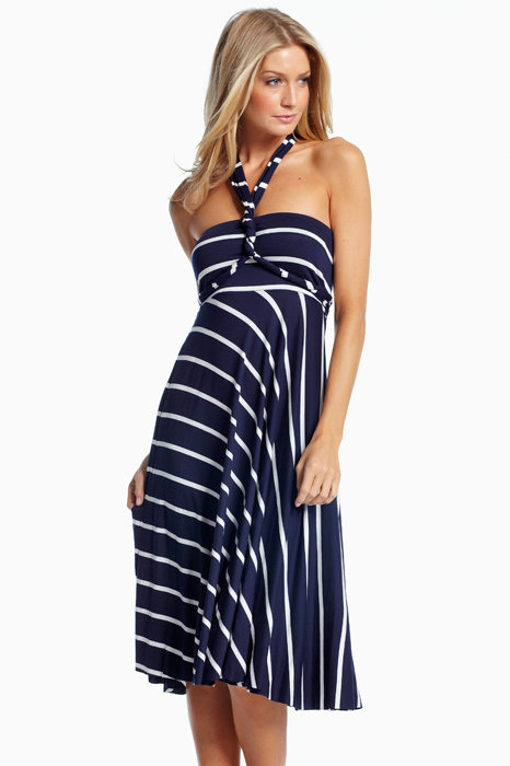 Navy & White Striped Convertable Maxi Dress/Skirt