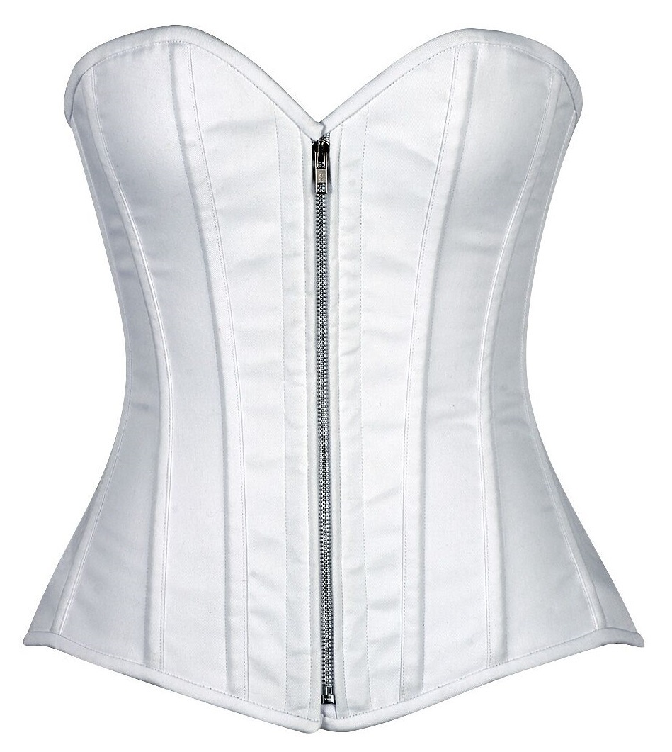 Plus Size Strapless White Cotton Zipper Corset Store