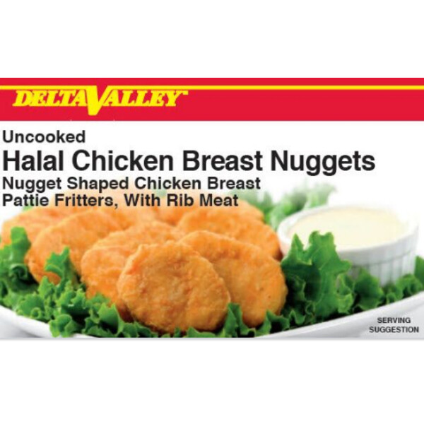 Delta Valley Halal Uncooked Home Style Mild Breaded Chicken Nuggets 10lb