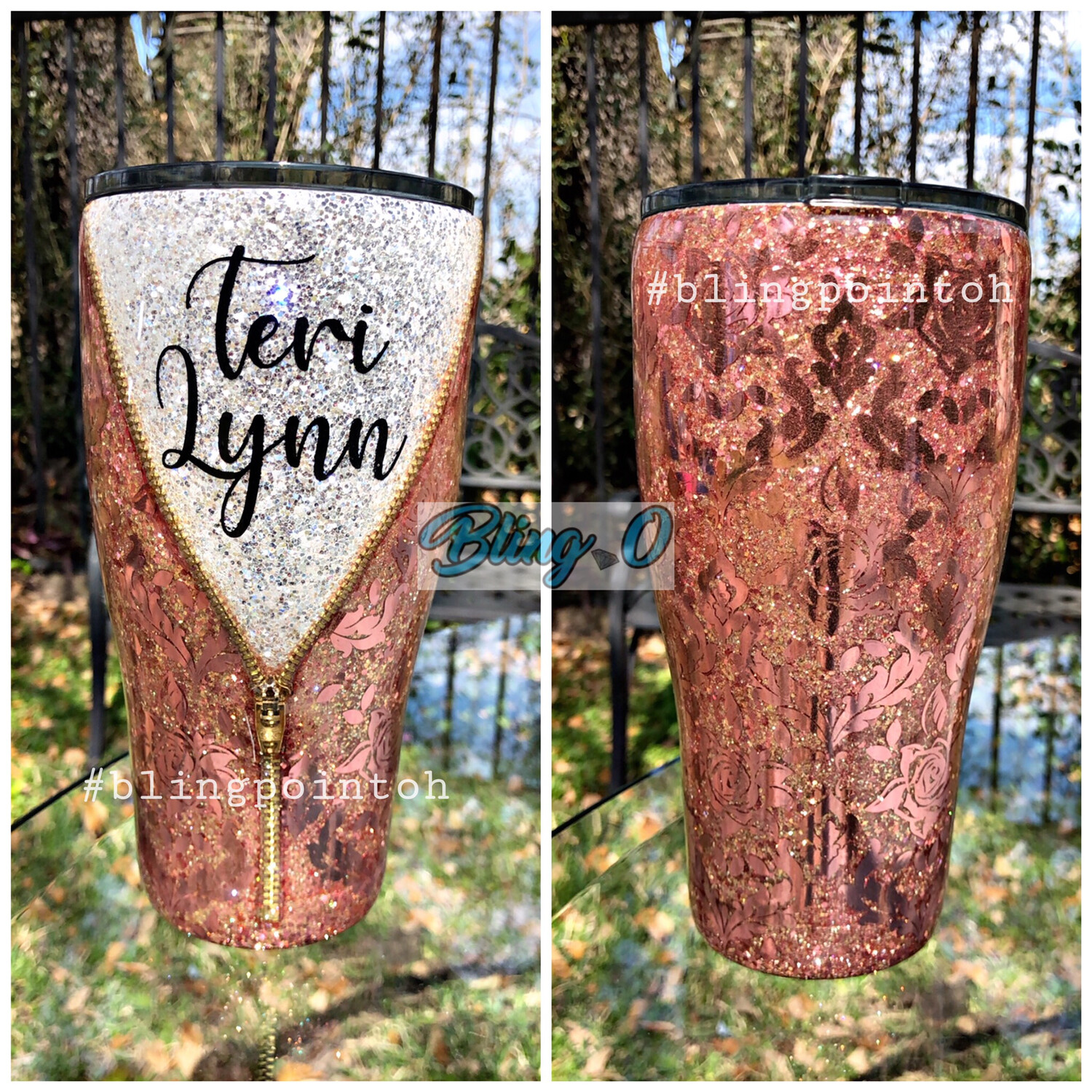 Zipper Glitter Tumbler Personalized