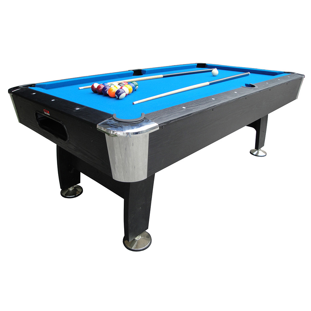 BCE Black Cat American Pool Table 7ft black with blue cloth fixed leg