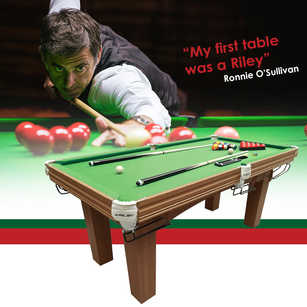Riley Traditional Snooker Table Oak Finish Green Cloth 6ft Fixed Leg