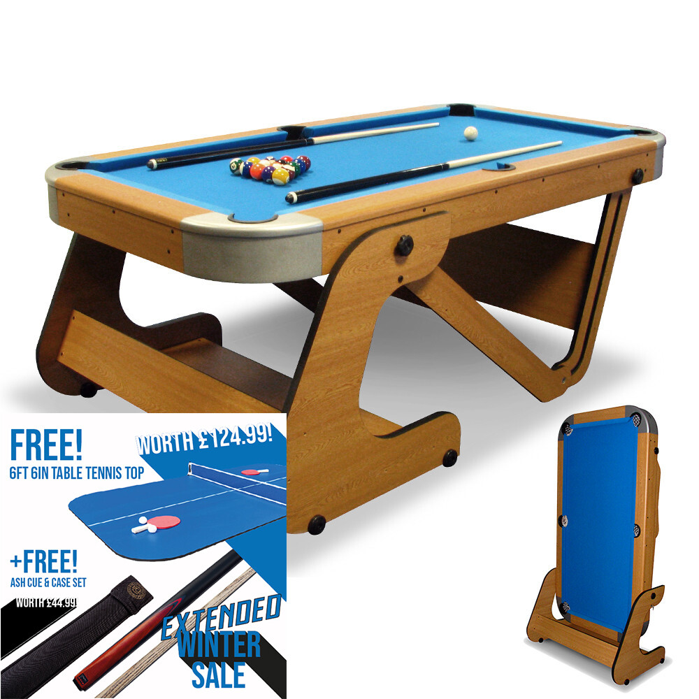 Riley Folding Pool Table 6ft 6in Vertical Folding Beech Finish