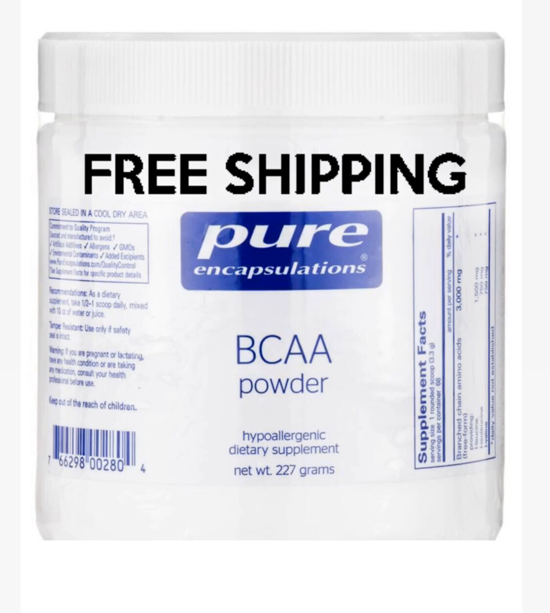 BCAA powder, pure encapsulations 227g exp date09/2020