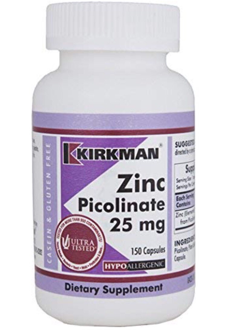 zinc picolinate 25mg 150 capsules, kirkman