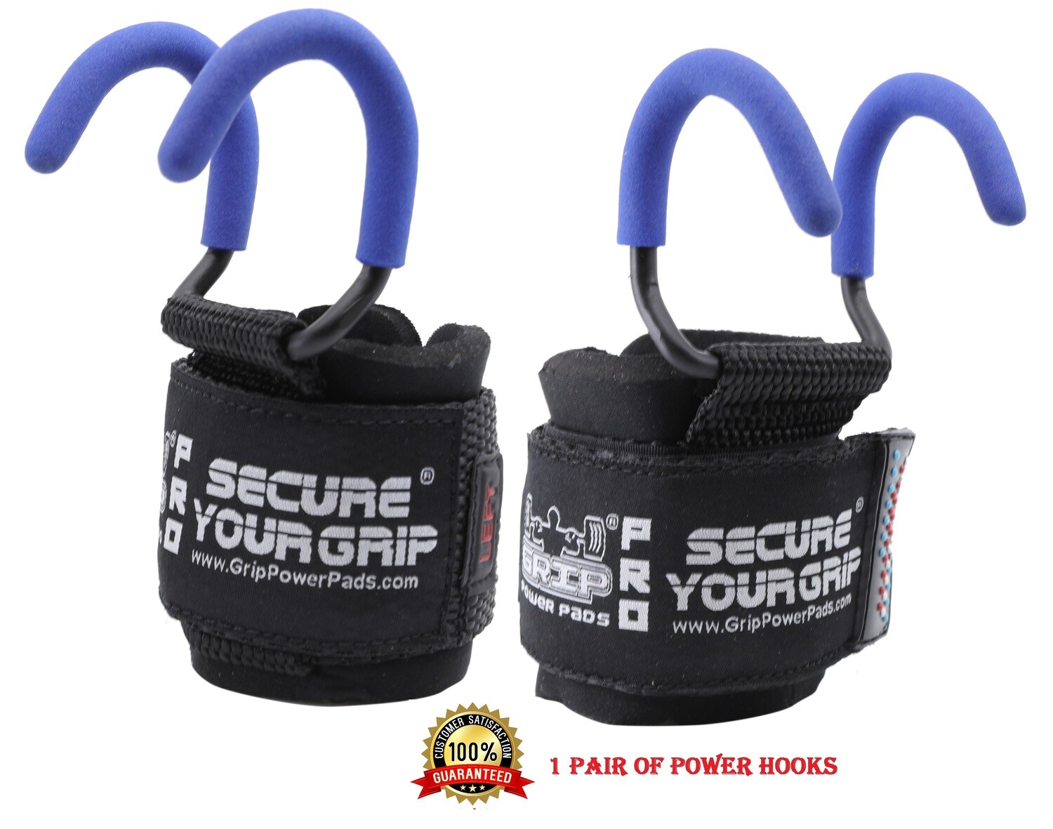 Weight Lifting Rod Hooks FIT Model Neoprene Padded Wrist Wraps Set of 2