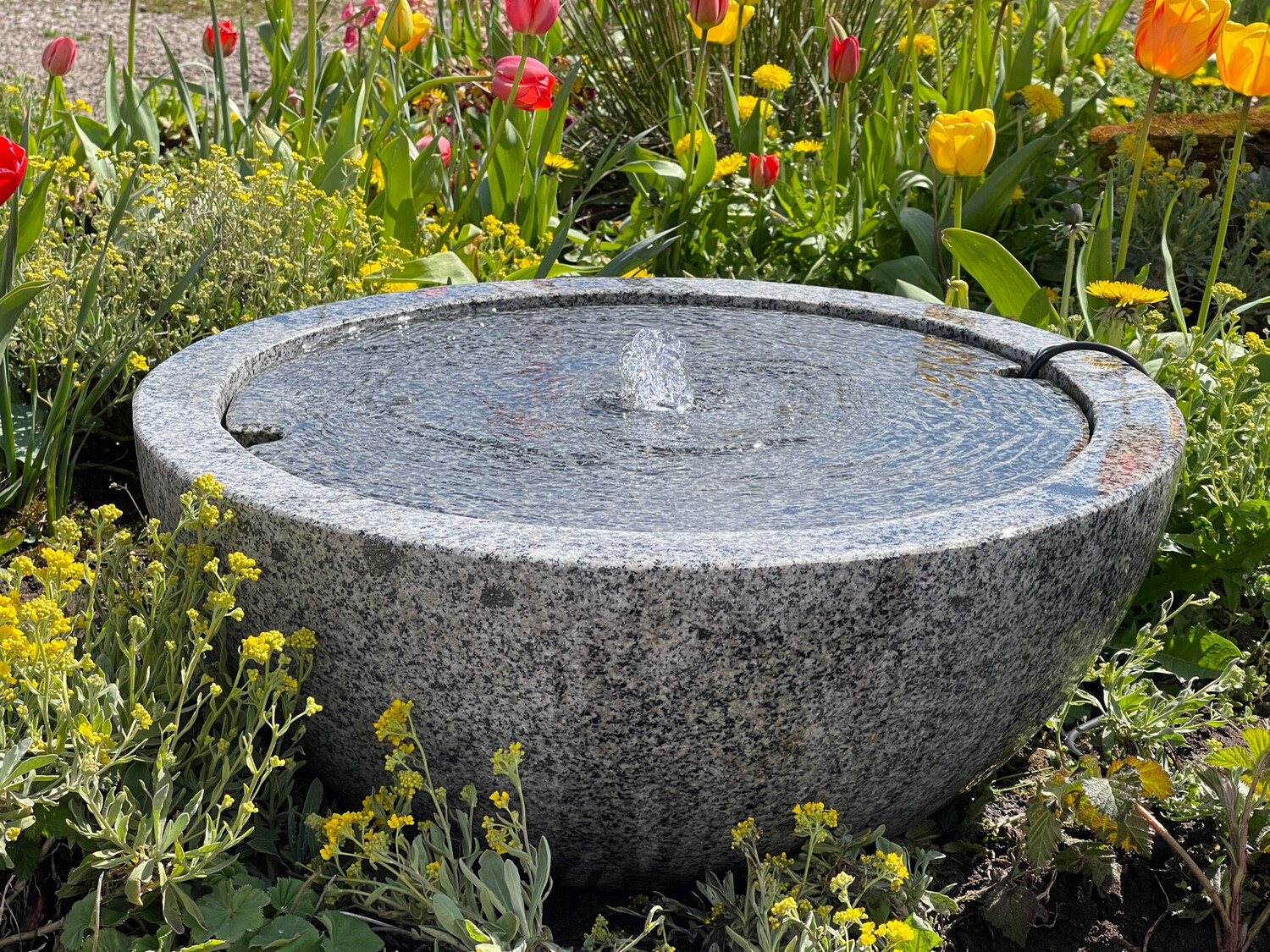'Eternal flow' granite bowl UK water feature 60cm