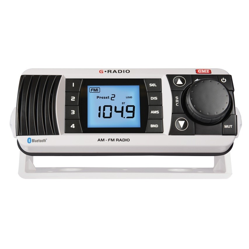 GME GR300BT AM/FM Marine Radio with Bluetooth White
