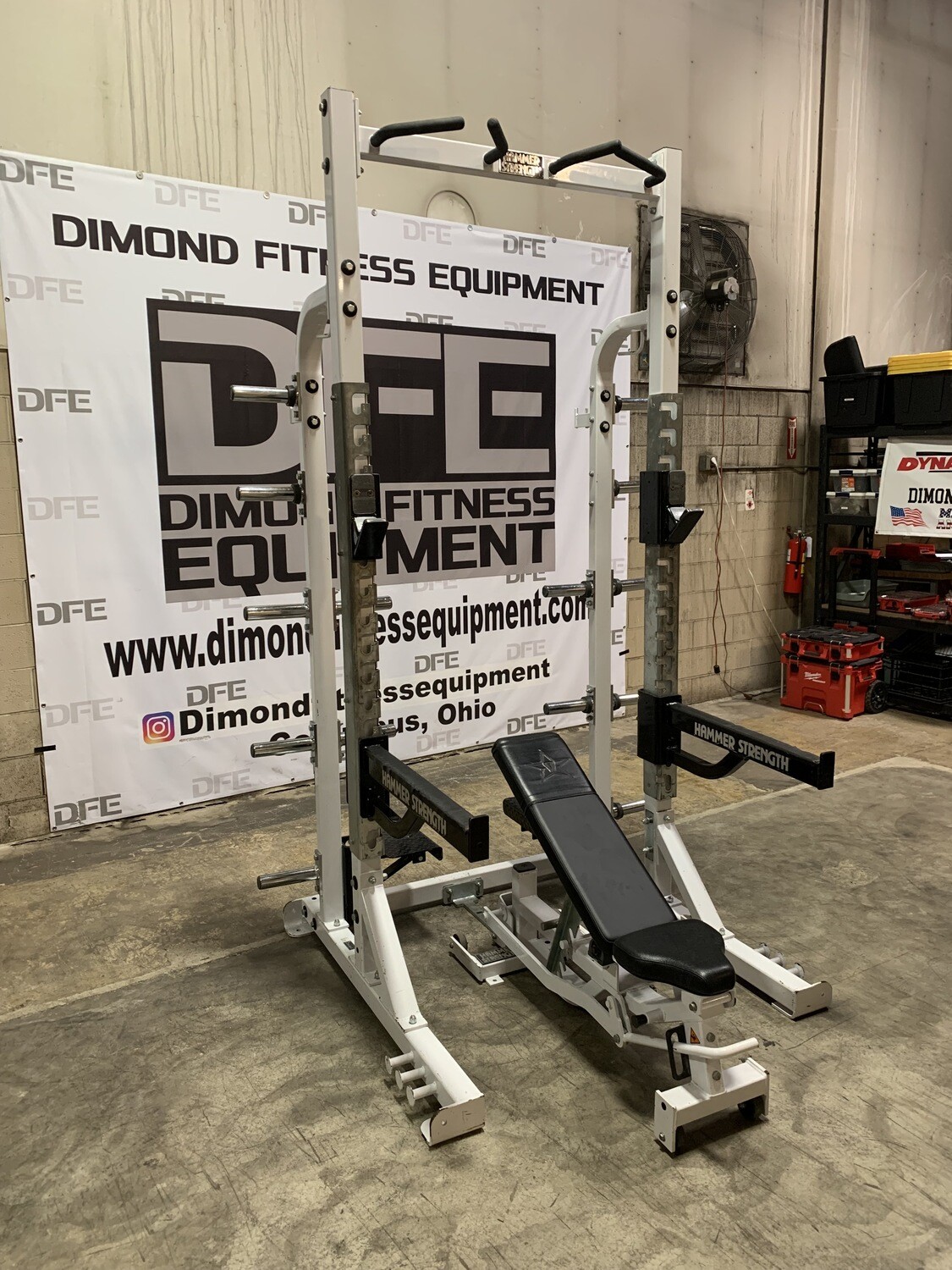 Hammer Strength 9' Half Rack w/ Adjustable Bench