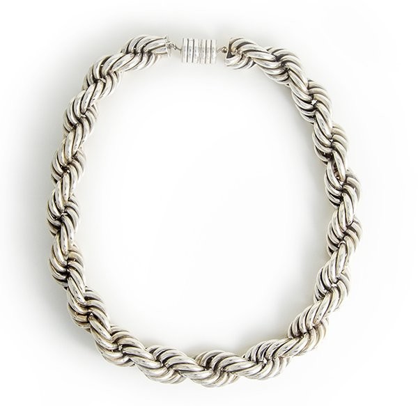 Bold Sterling Silver Rope Chain Necklace.