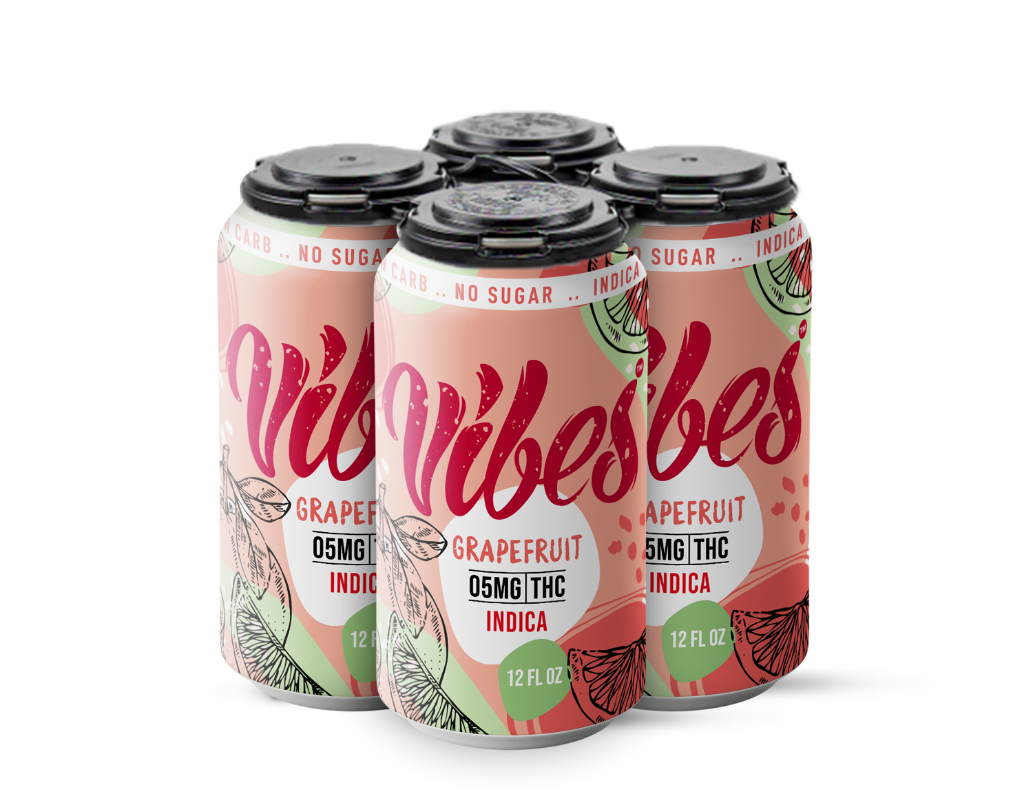 Vibes™ Fresh Grapefruit Delta 9 THC 5mg Drink Indica 4 Pack