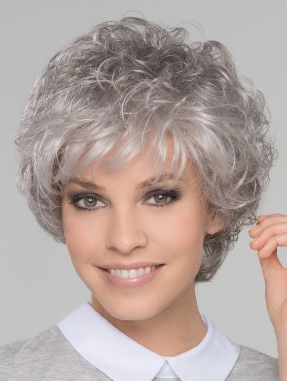 Short curly wigSilver grey