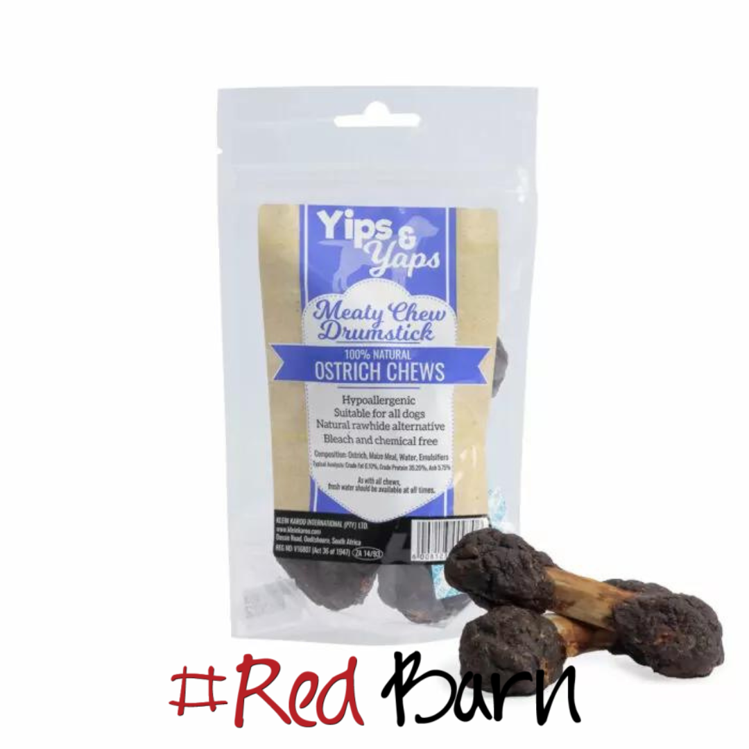 Pets Ostrich Drumstick chews (2’s) for Medium Dogs Shop Online Red