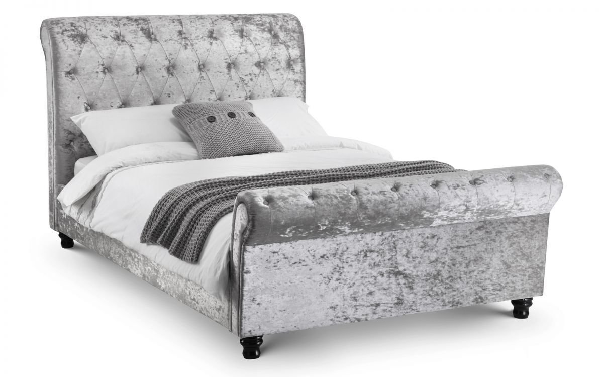 Verona Silver Crush Velvet Bed Frame