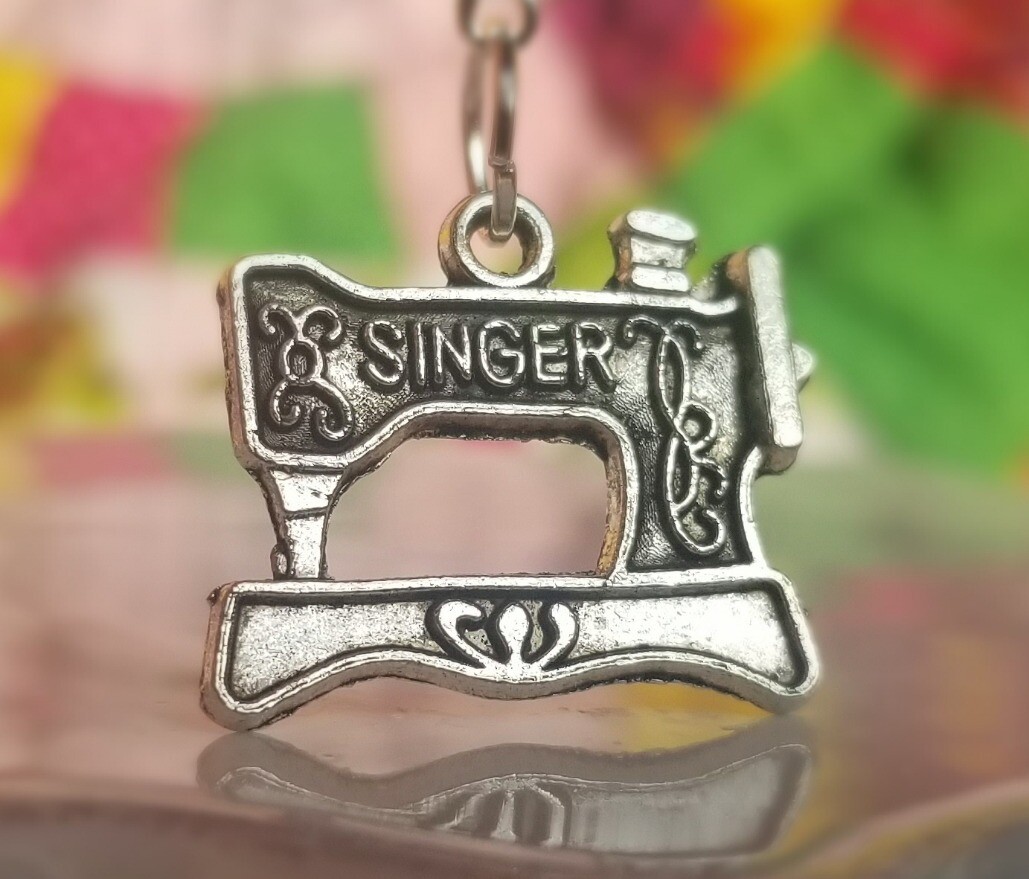 Decorative Silver Sewing "Singer" Machine Charm