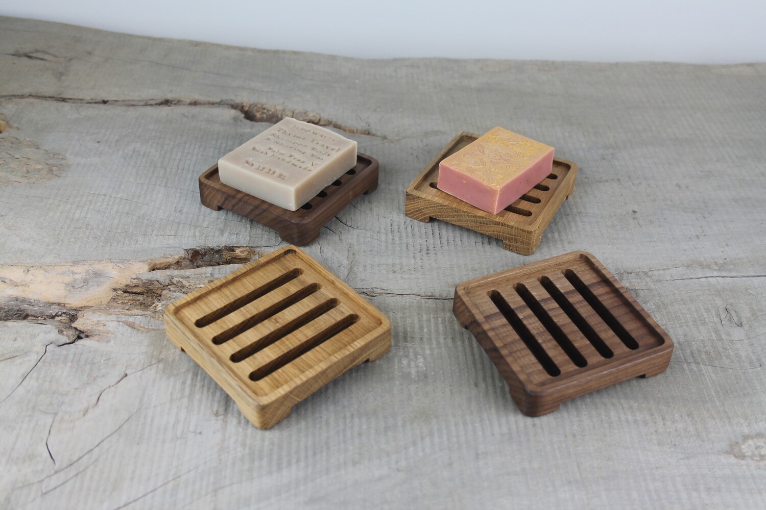 Wooden Draining Square Soap Dish, Handmade Soap Tray