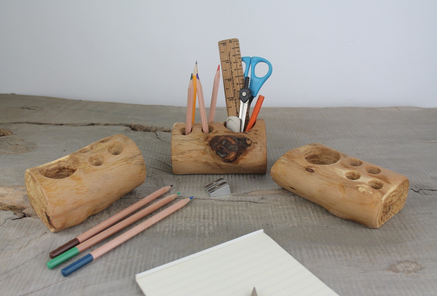 Handmade Wooden Desk Caddy, Pen and Pencil Holder, Plasticfree