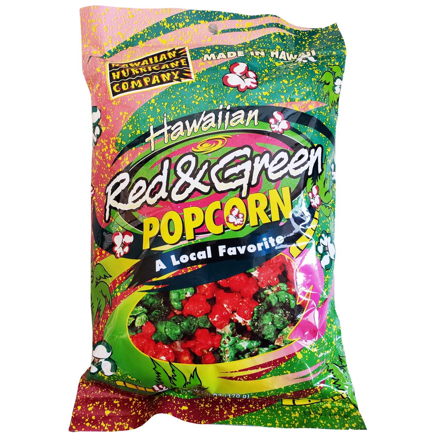 Hawaiian Hurricane Red and Green Popcorn 6 oz Hawaii Popcorn