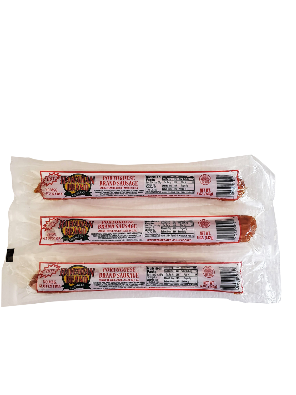 Hawaiian Brand Portuguese Sausage Hot 5 oz Ships To You