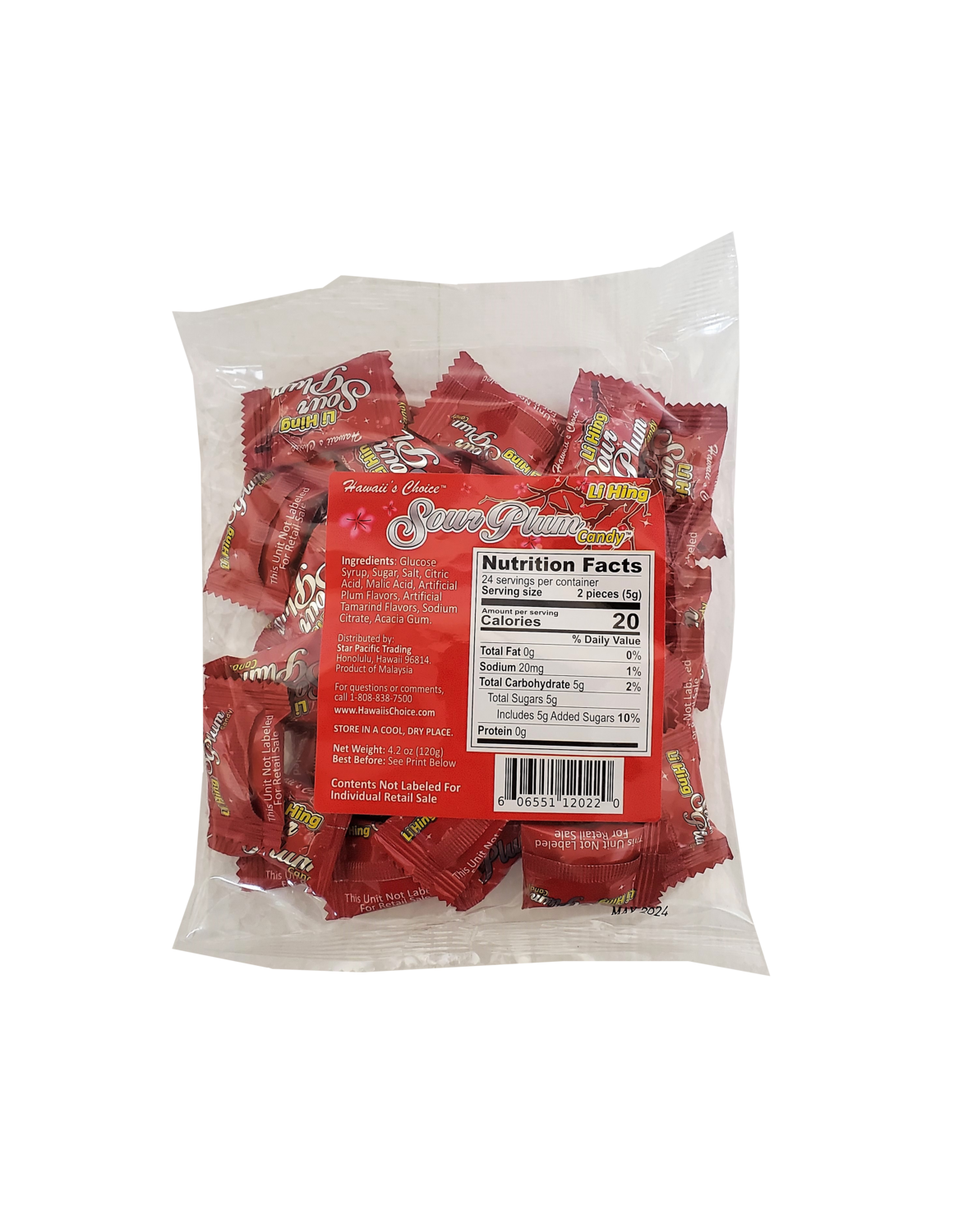 Hawaii's Choice Li Hing Sour Plum Candy 4.2oz.