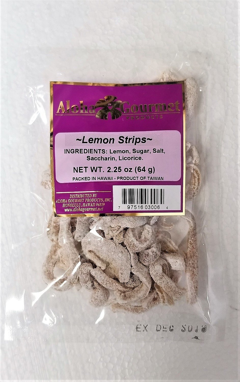 Aloha Gourmet Lemon Strips 2.25 oz We Ship Snacks Fast