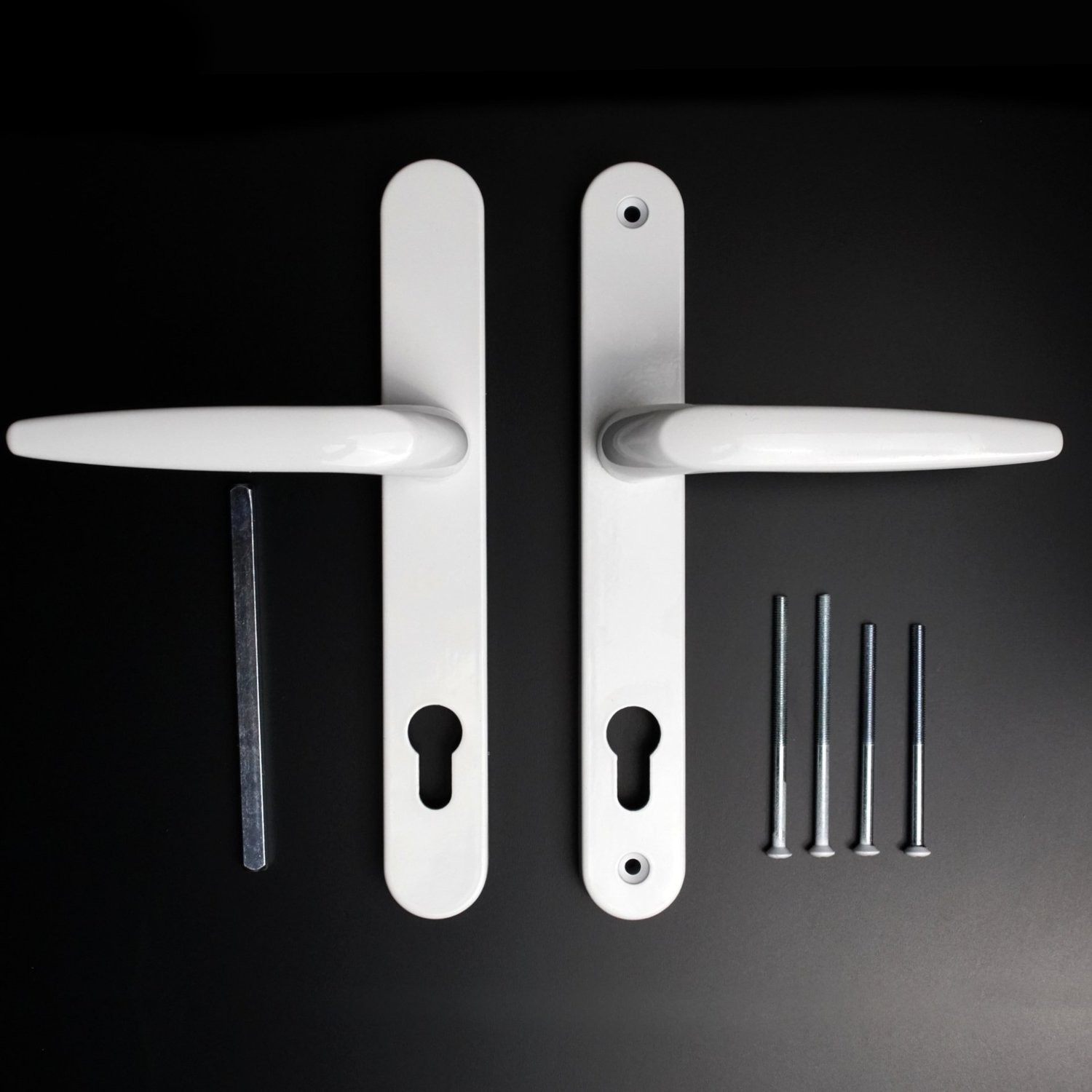 SPARTA White Sprung Door Handle (Long Backplate).