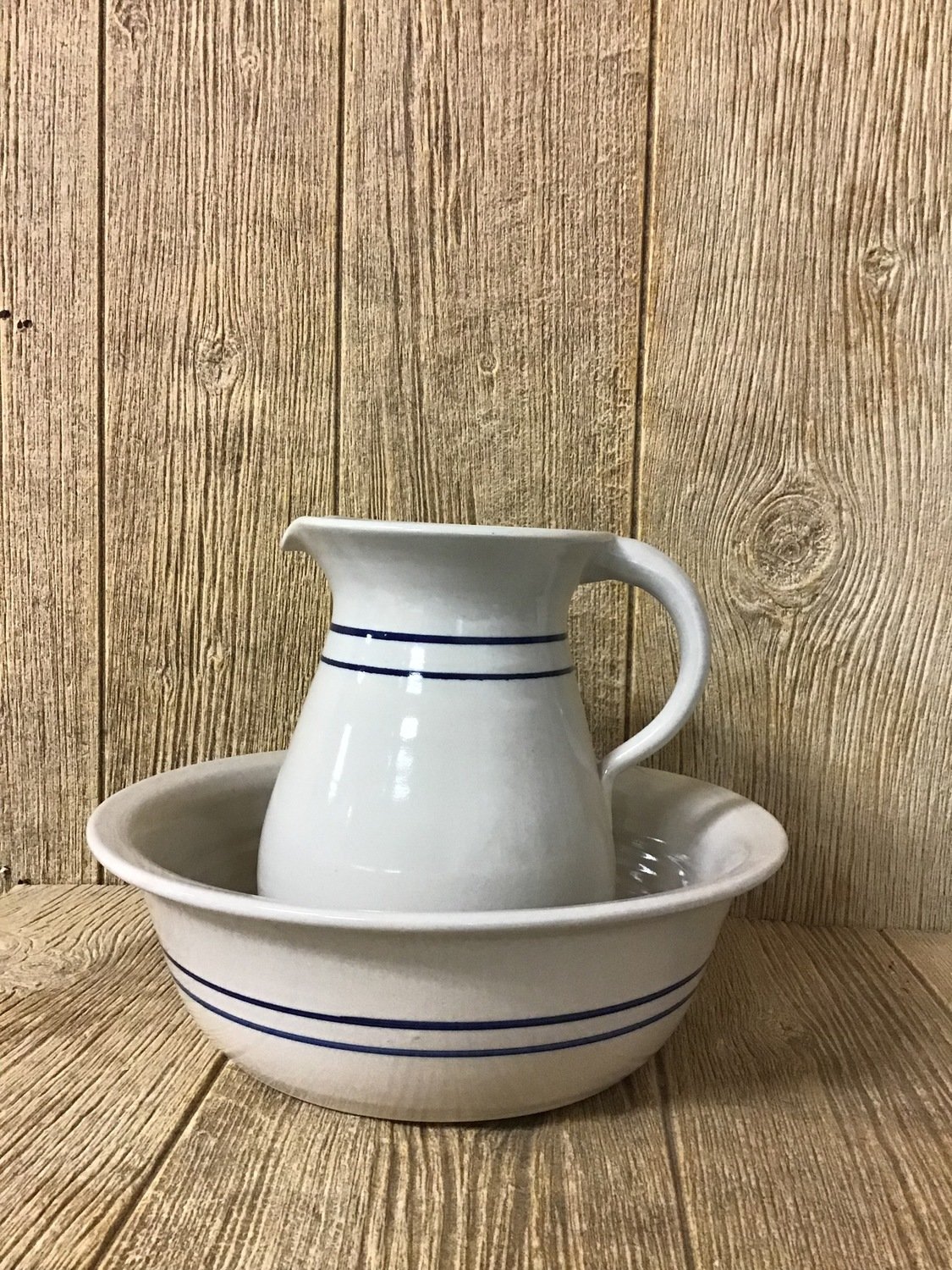 Wash Basin Set Blue Stripe Store Martinez Pottery in Marshall, TX