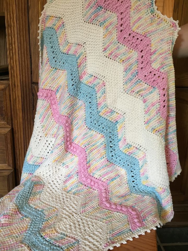 Sonja Van Wyk Pixie Tunisian Ripple Baby Blanket