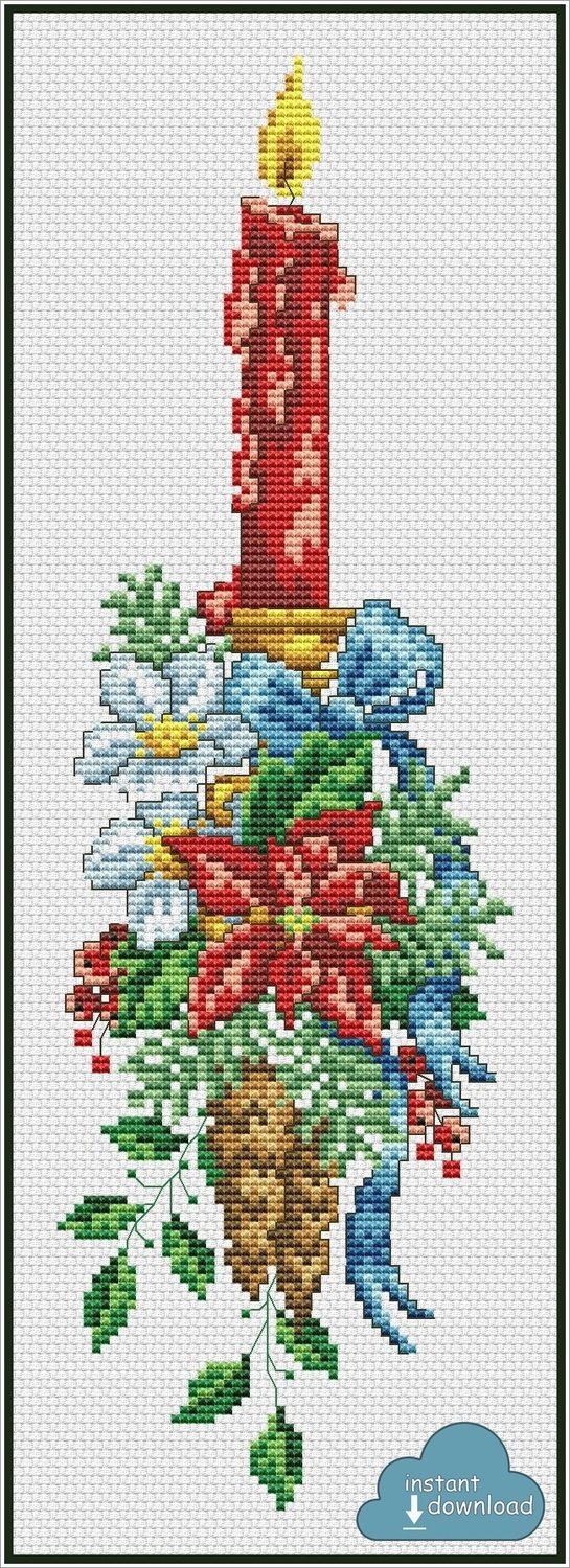 Christmas Candle Cross Stitch Chart PDF + XSD Download