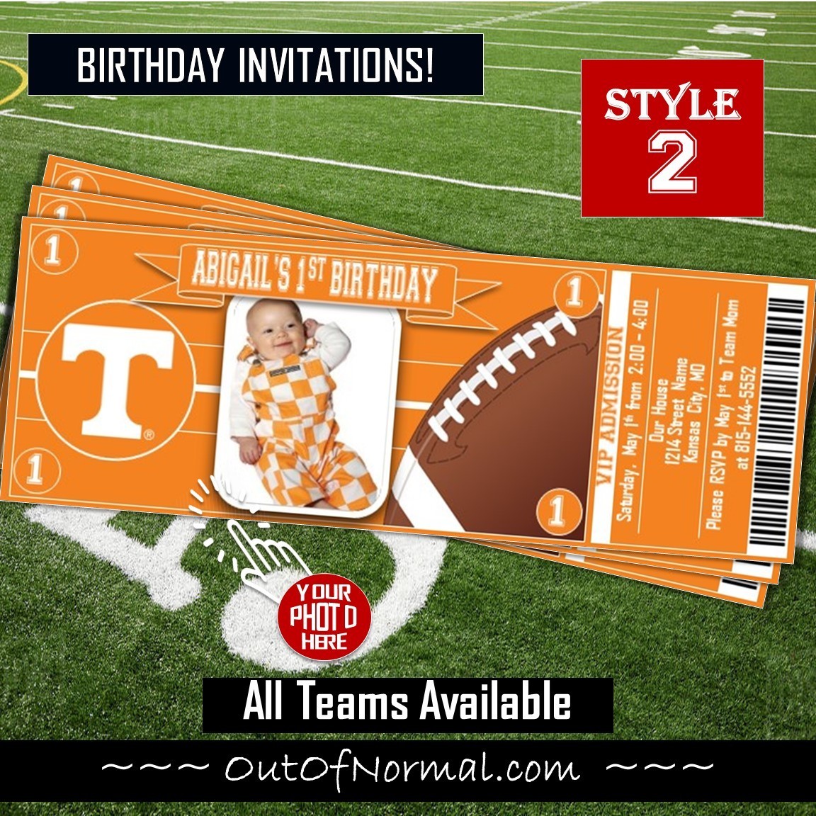 Tennessee Volunteers #Vols NCAA College Football Photo Ticket Horizontal