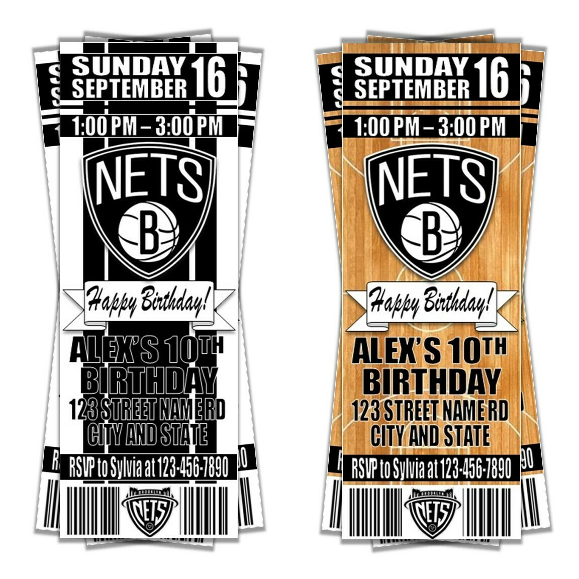 Brooklyn Nets NBA Basketball Birthday Invitation Ticket