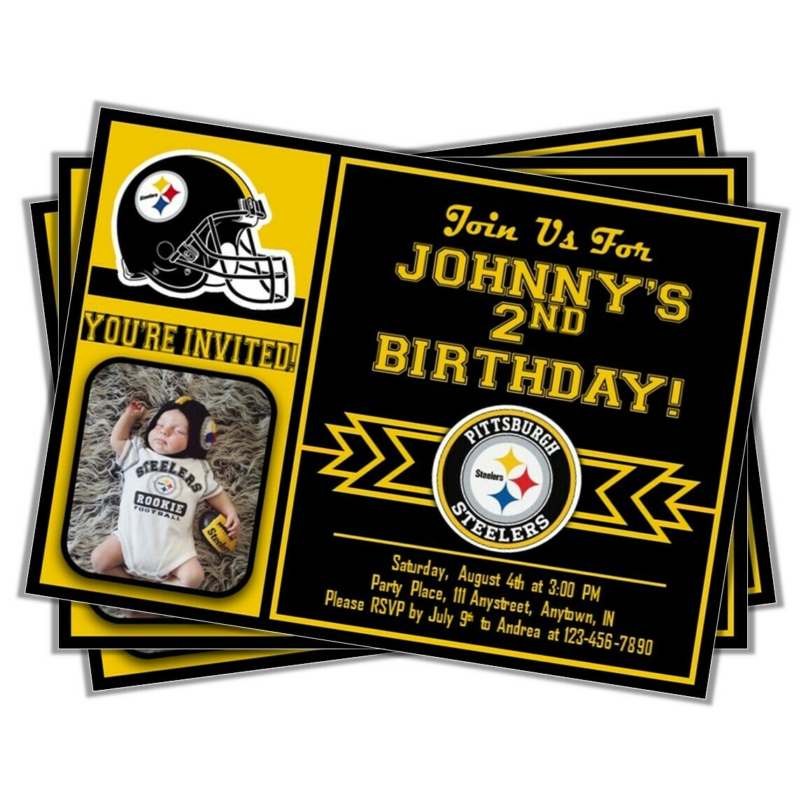 Pittsburgh Steelers Photo pic Football 5"x7" invite
