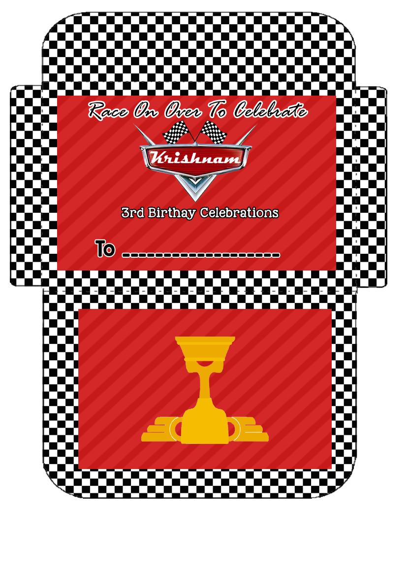 Personalized Car Birthday Invitation Card Envelopes (16 Pcs)