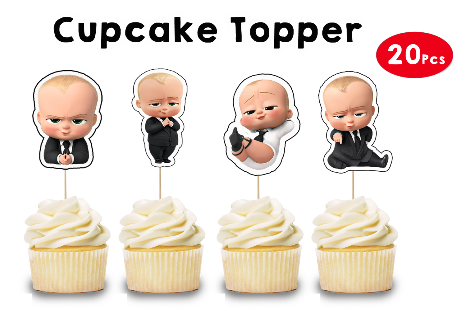 Personalized Boss Baby Birthday Cupcake Topper (20 Pcs)