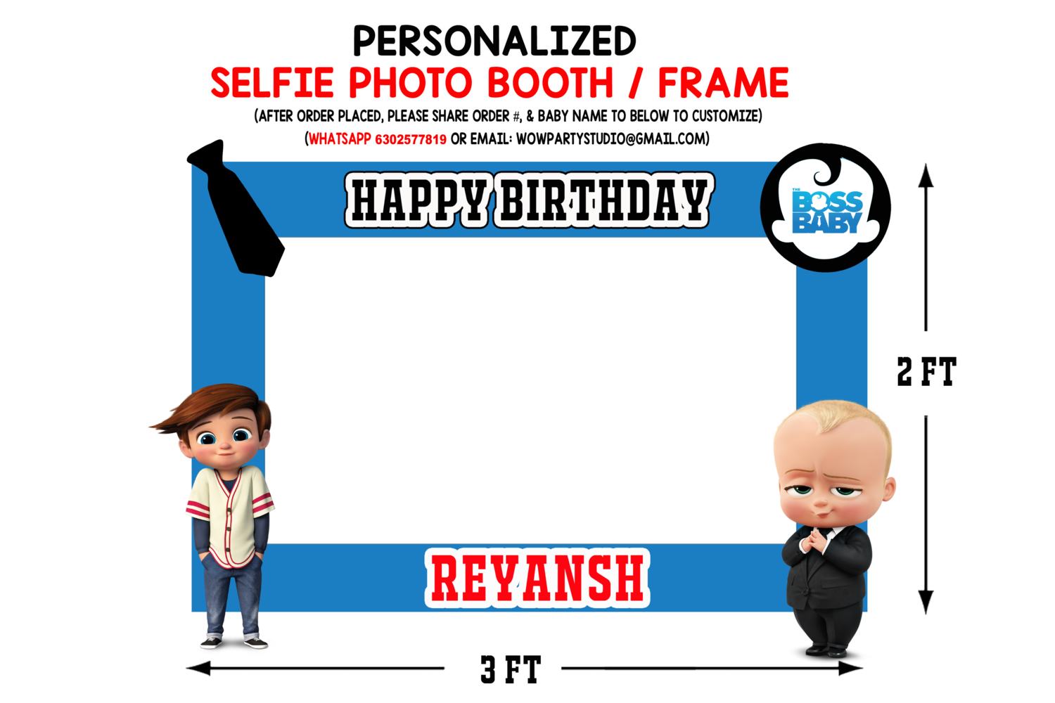 Personalized Boss Baby Birthday Selfie Frame / Photo Booth