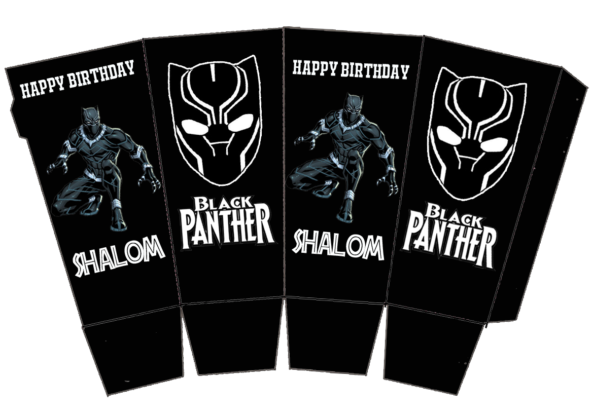 Personalized Black Panther Birthday Popcorn Boxes (10 Pcs)